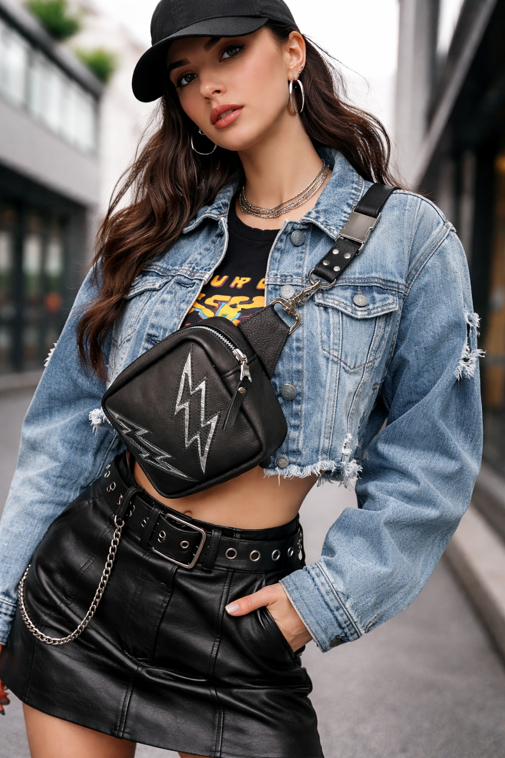 High Voltage Belt Bag - Black and Silver
