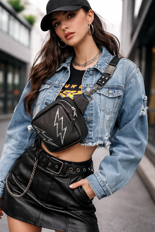 High Voltage Belt Bag - Black and Silver