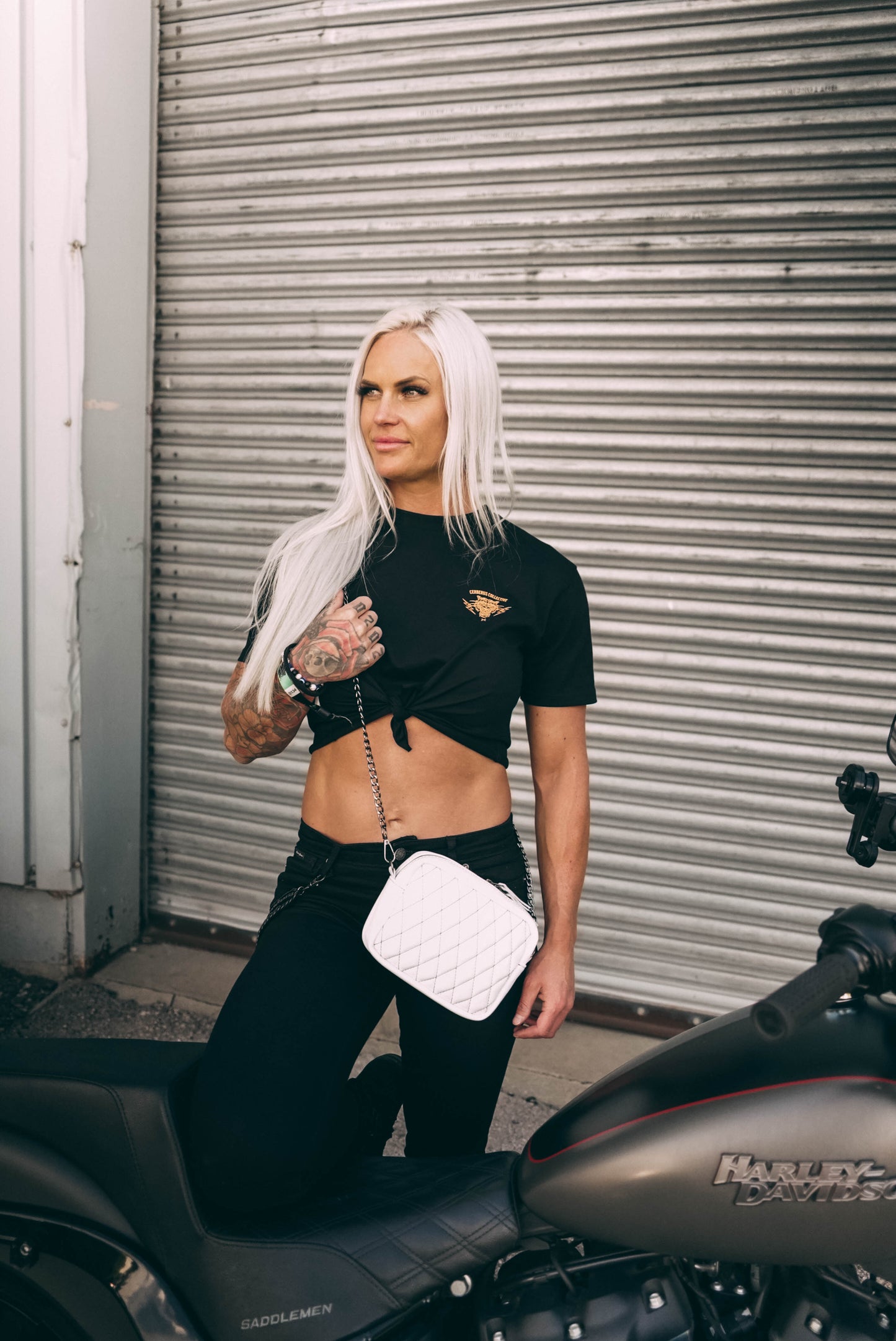 Diamond Stitch Bar Bag White