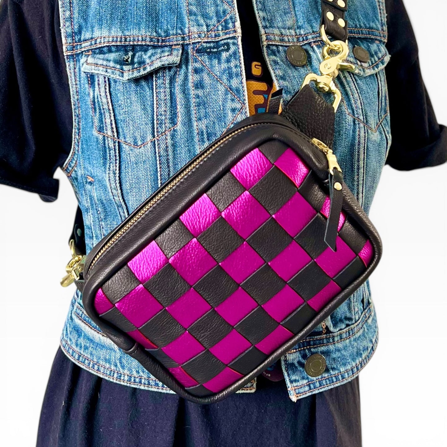 Fast Lane Checker Belt Bag Metallic MADE TO ORDER