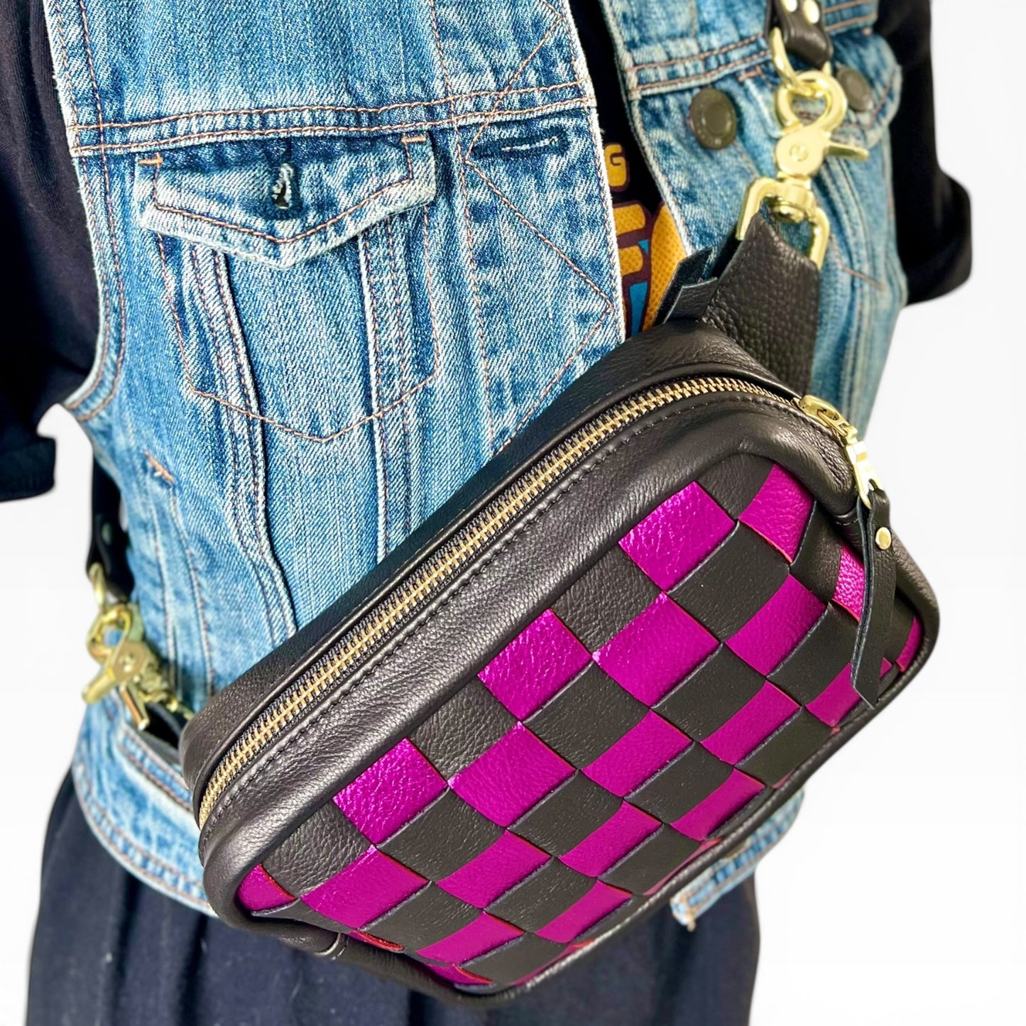 Fast Lane Checker Belt Bag Metallic MADE TO ORDER