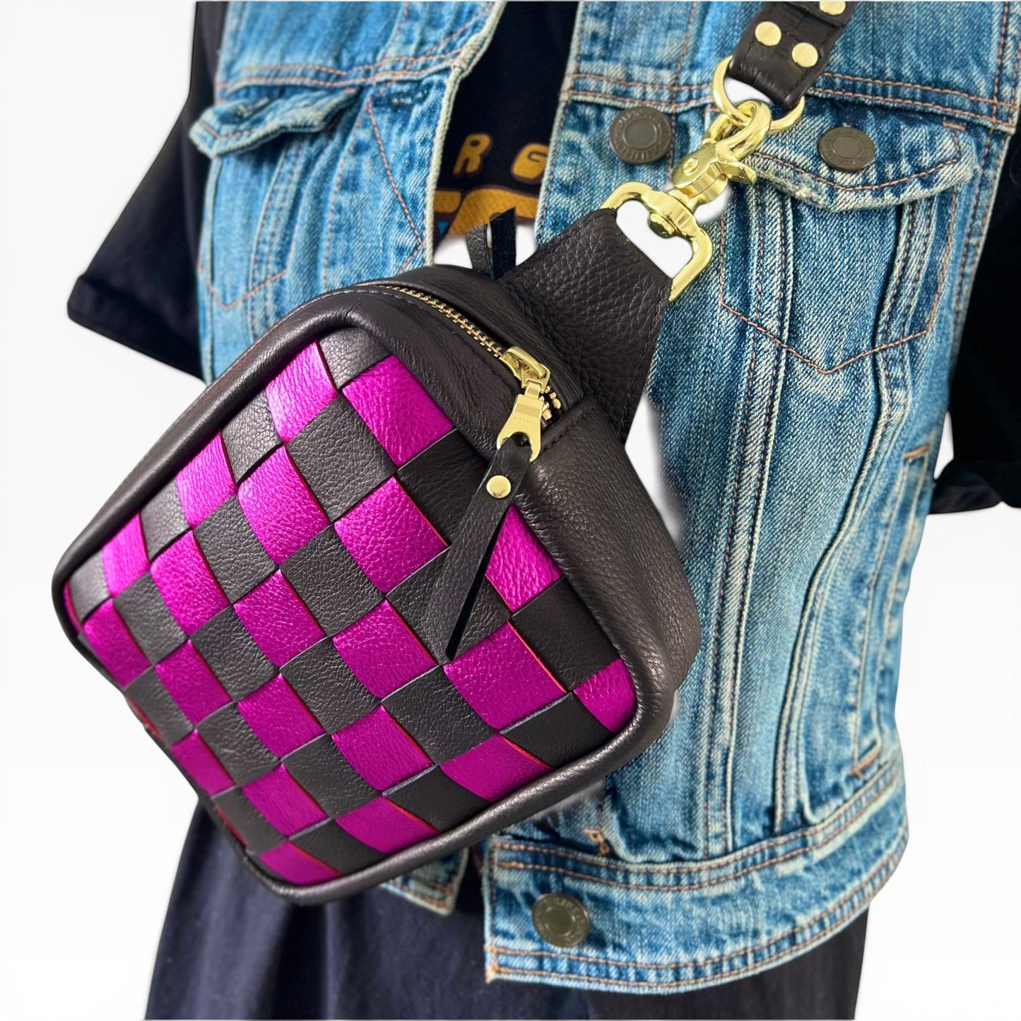 Fast Lane Checker Belt Bag Metallic MADE TO ORDER