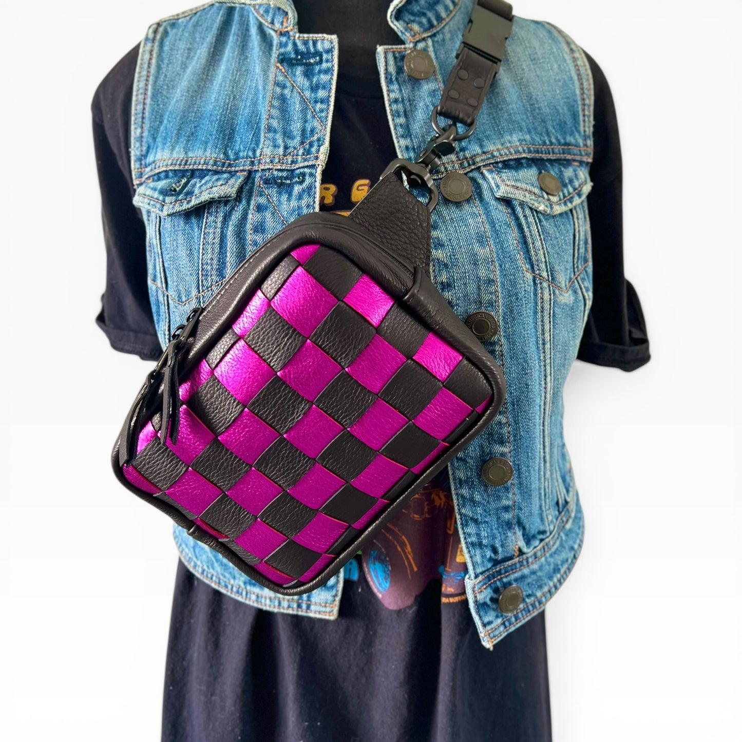 Fast Lane Checker Belt Bag Metallic MADE TO ORDER