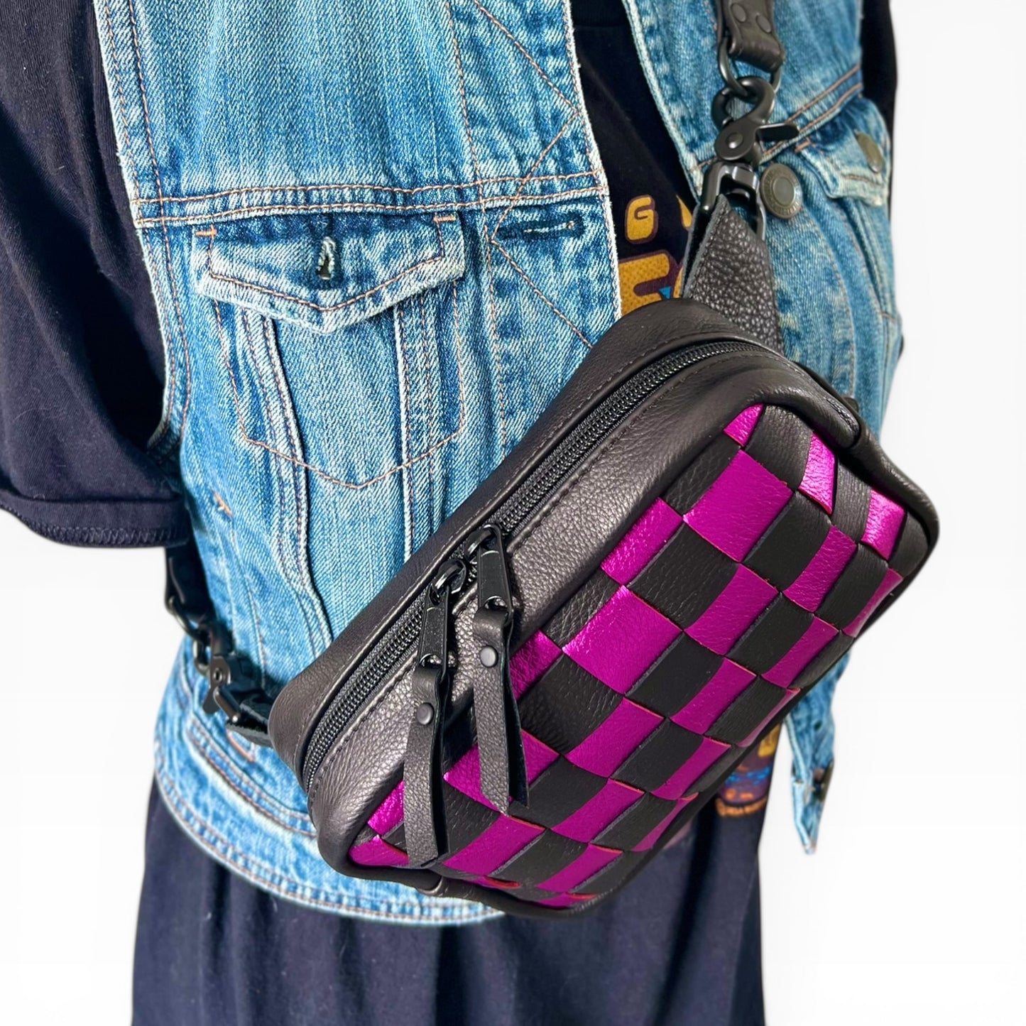 Fast Lane Checker Belt Bag Metallic MADE TO ORDER