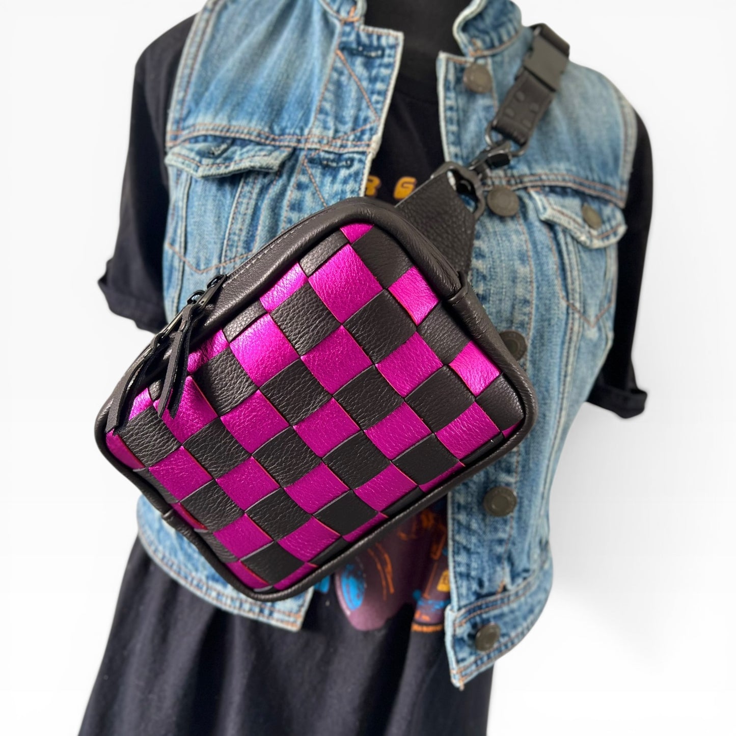 Fast Lane Checker Belt Bag Metallic MADE TO ORDER