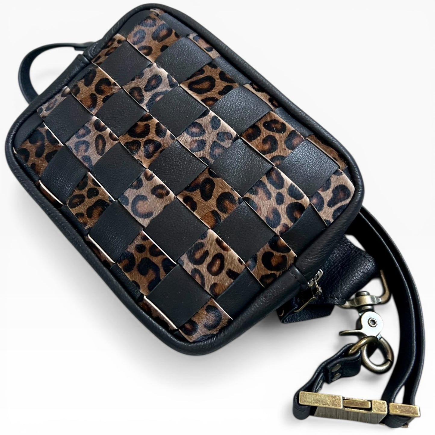 Woven Wildcat Leopard Belt Bag