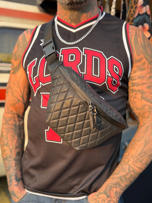 Diamond Stitch Gentle Rebel Sling Bag Black