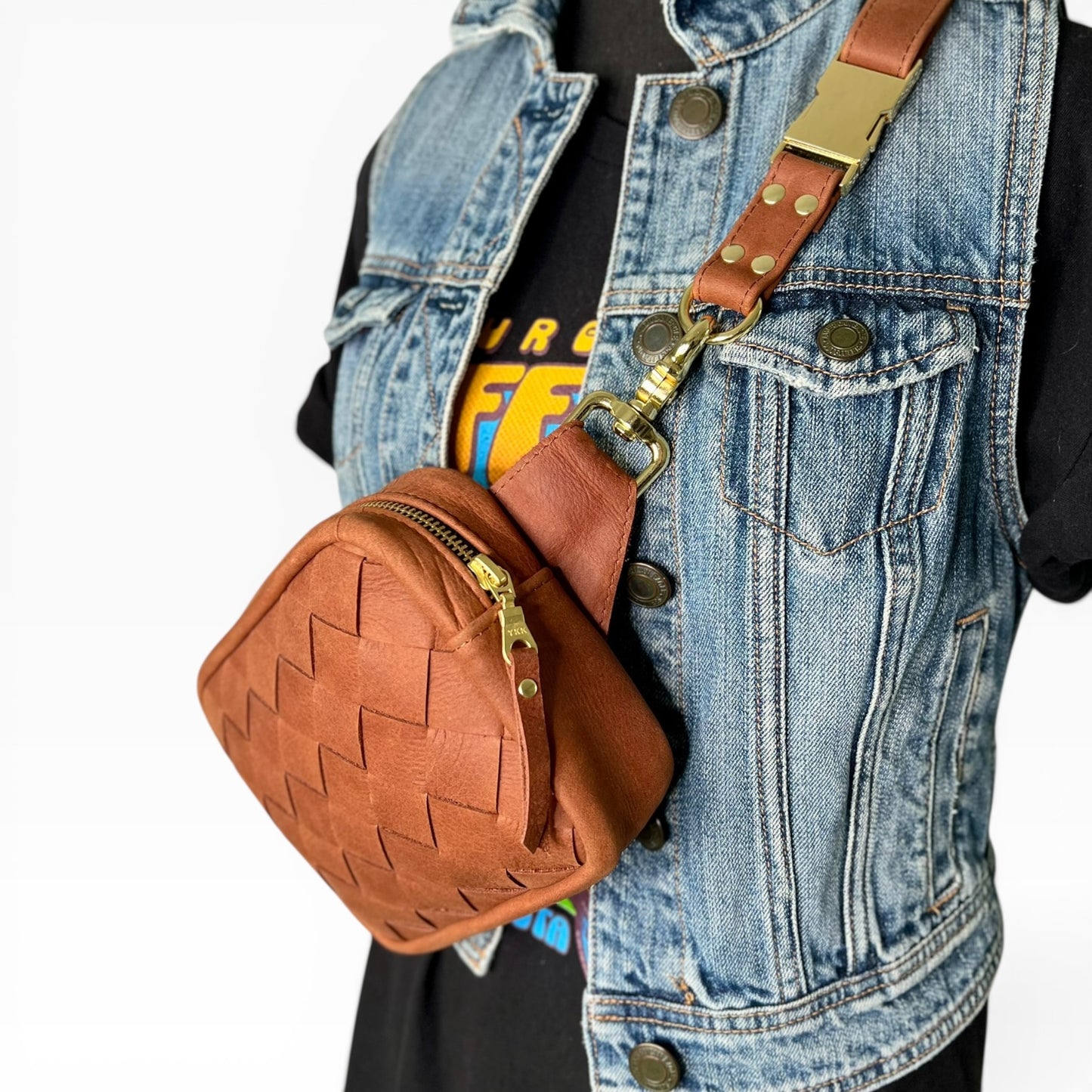 Angle Weave Belt Bag - Tan