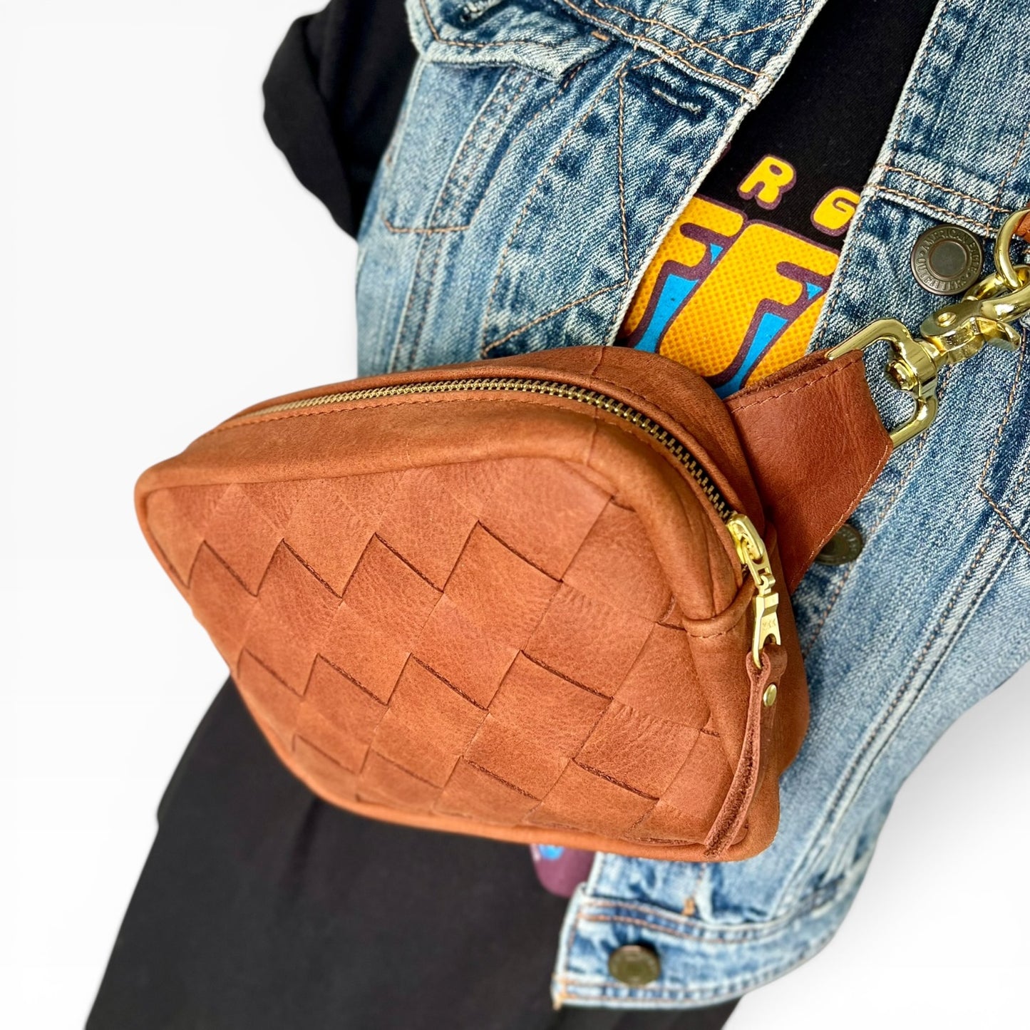 Angle Weave Belt Bag - Tan