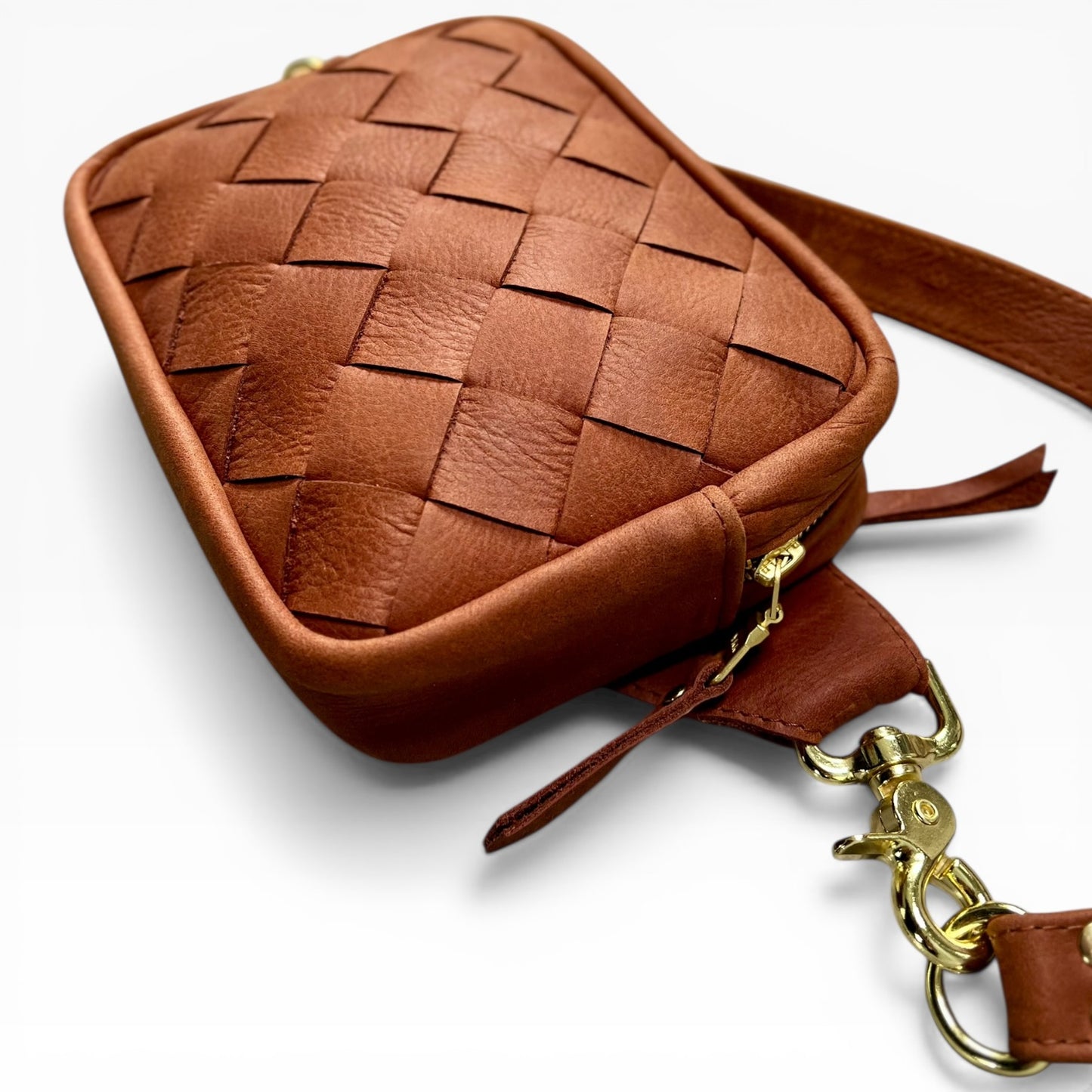 Angle Weave Belt Bag - Tan