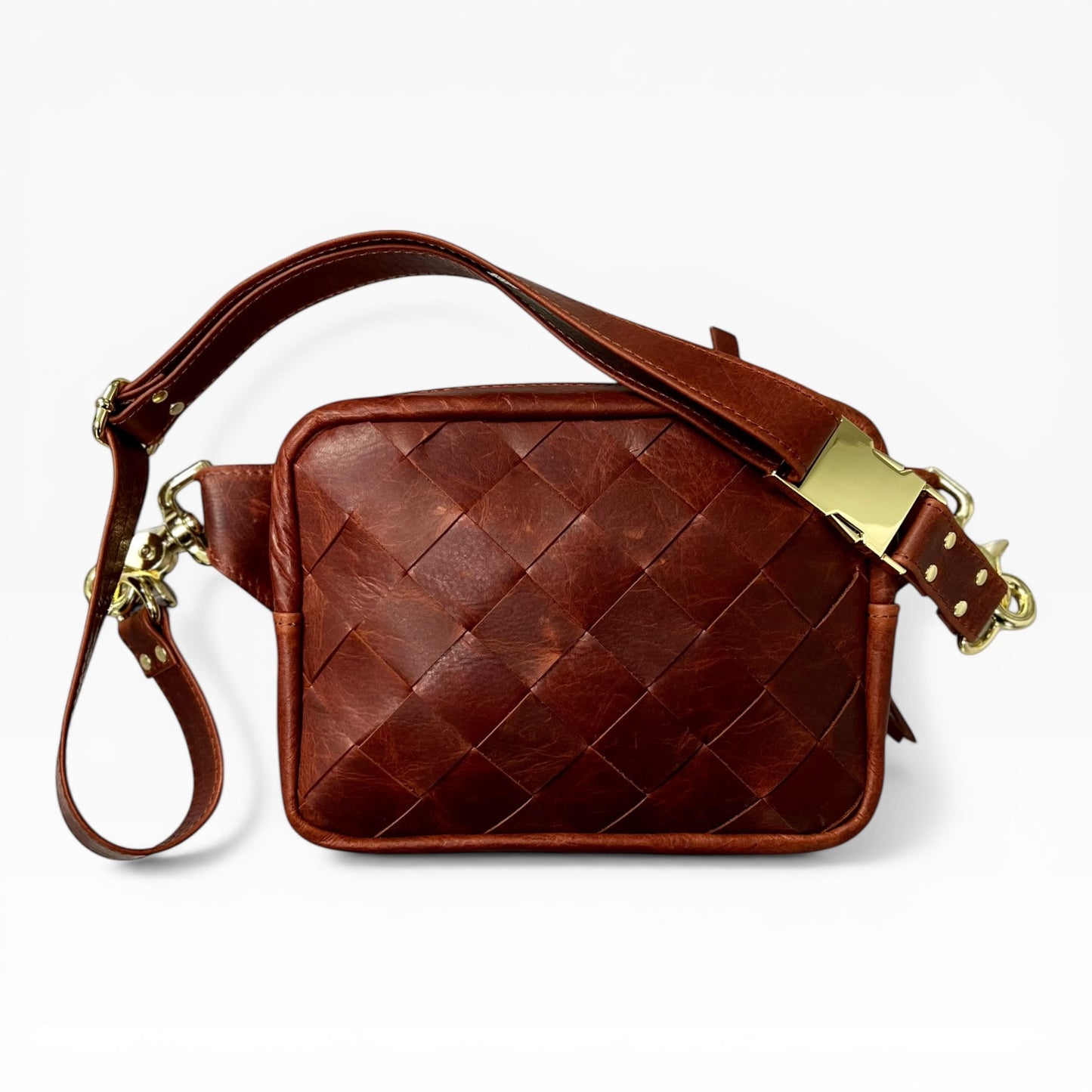 Angle Weave Belt Bag - Cognac