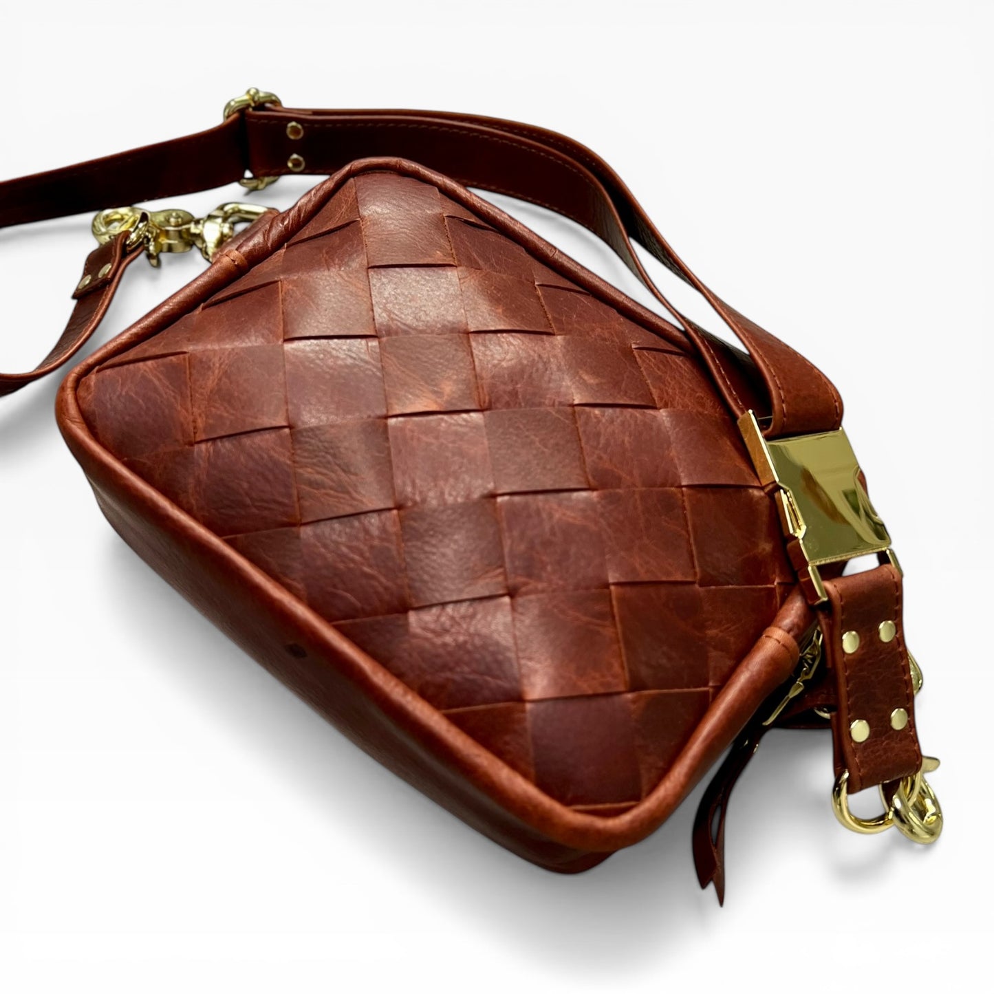 Angle Weave Belt Bag - Cognac
