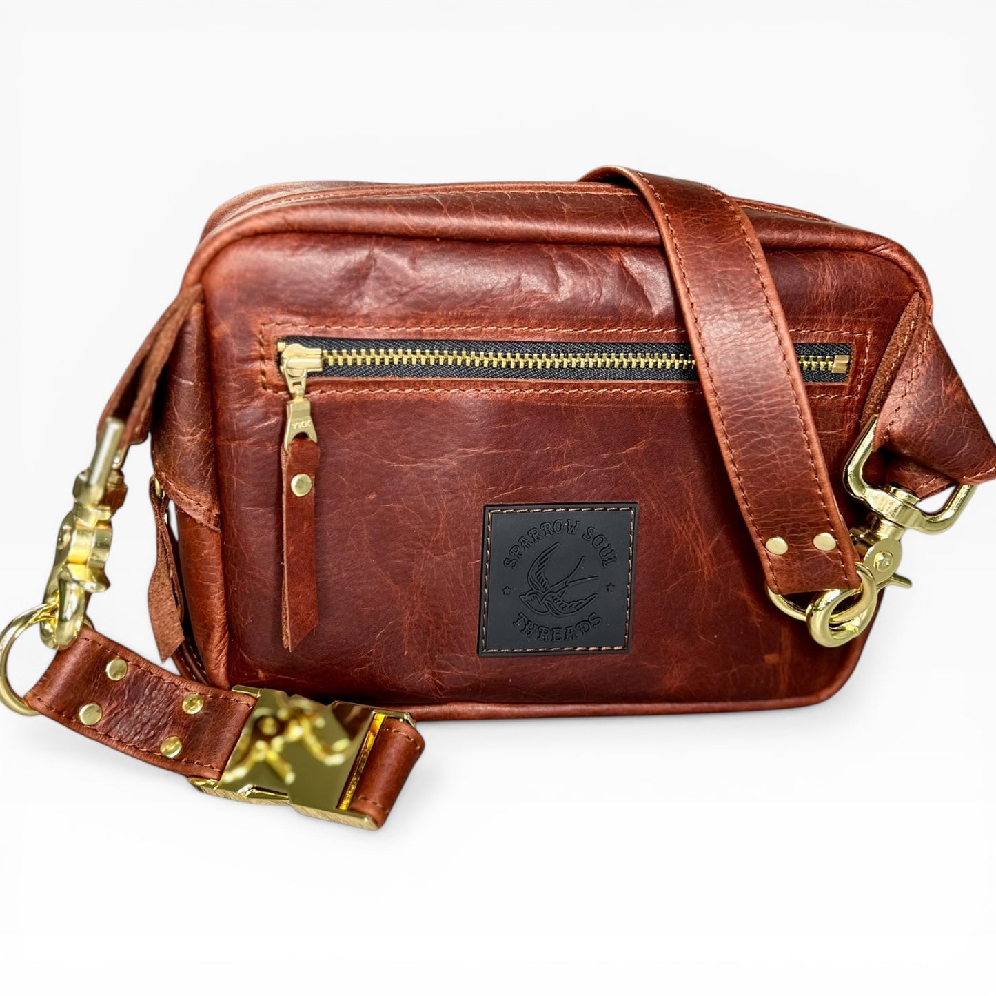 Angle Weave Belt Bag - Cognac
