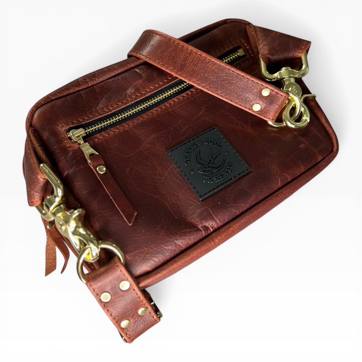 Angle Weave Belt Bag - Cognac
