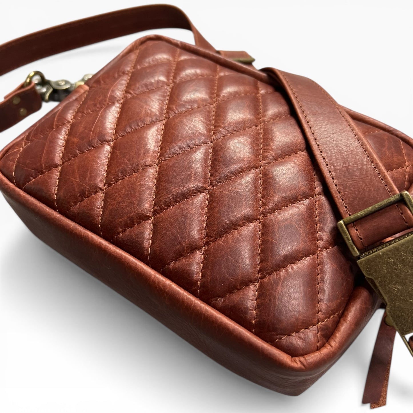 Diamond Stitch Belt Bag - Cognac