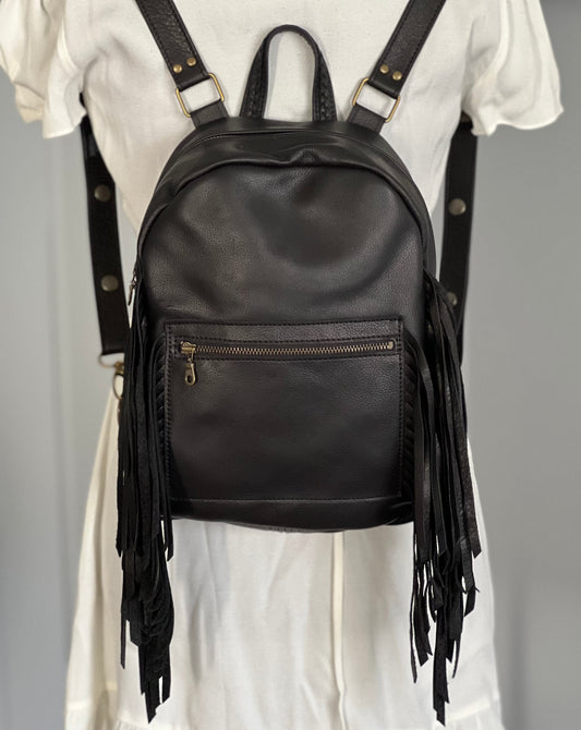 black fringe trim mini backpack Cattle Drive It measures 4x9x12. Victorias Secret VS Black Faux